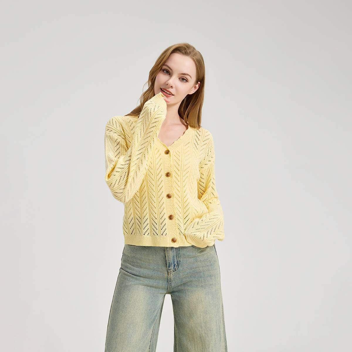 Women's Pointelle Cardigan Sweater - Wild Fable™ Yellow XXL | Target