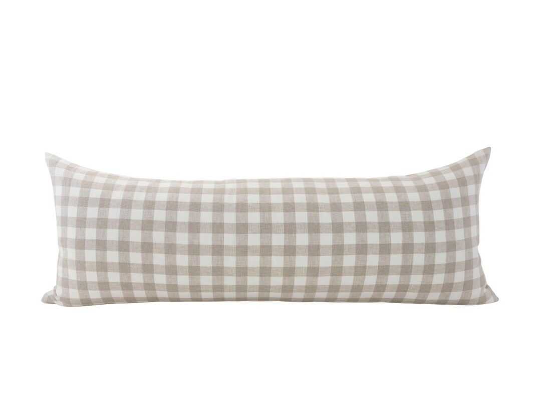 DALLAS || 14x36 Gingham Long Lumbar Pillow Cover Oversized Lumbar Check Pillow Modern Farmhouse F... | Etsy (US)