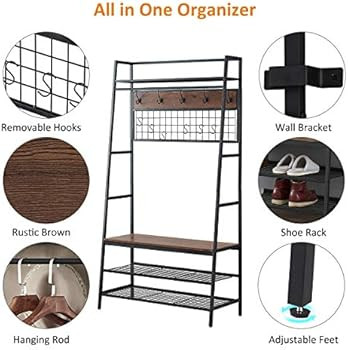 O&K FURNITURE 5-In-1 Hall Trees with Bench and Coat Rack, Entryway Organizer Hall Tree with Stora... | Amazon (US)