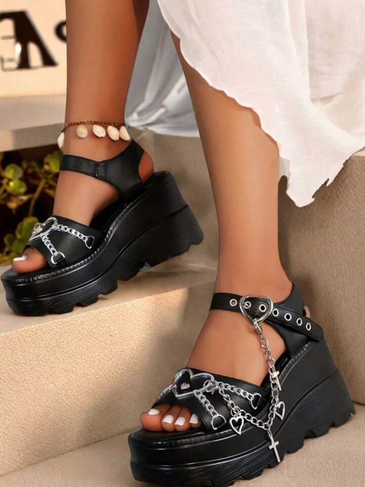 Y2K Style New Spring/Summer Slope Heel Thick Bottom Women's Fashion Sandals Slippers Comfortable ... | SHEIN