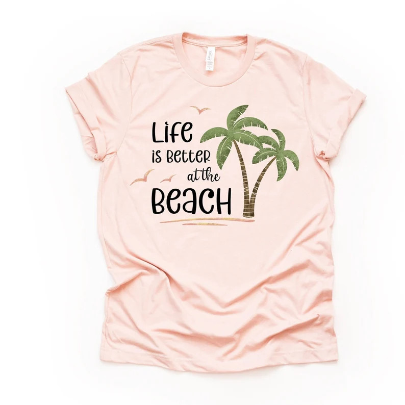 Summer Tee, Life Is Better at the Beach, Cute Palm Trees at the Beach Design on premium unisex sh... | Etsy (US)