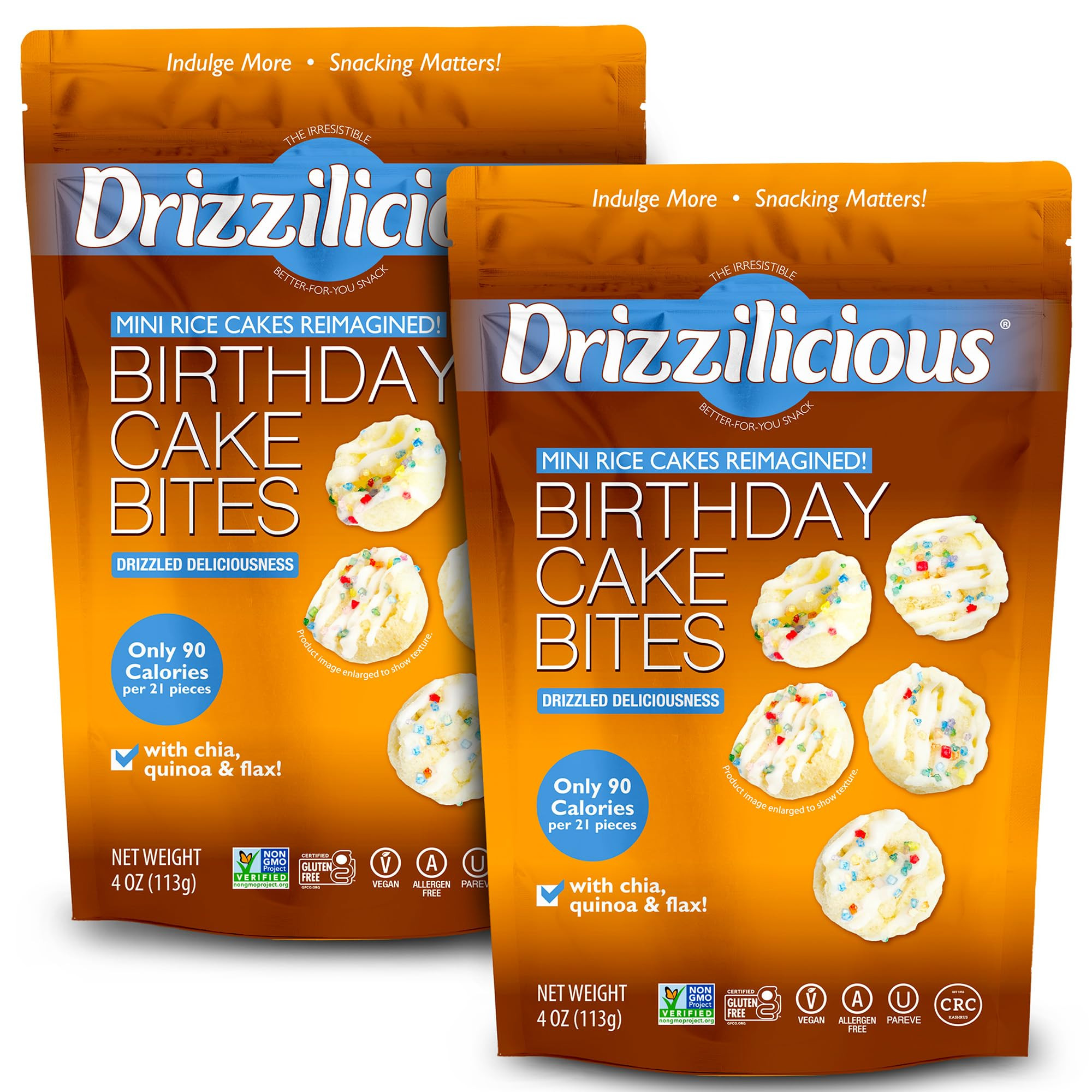 Drizzilicious Mini Rice Cakes Birthday Cake - Rice Crisps, Healthy Snack for Adults and Kids, Fla... | Amazon (US)