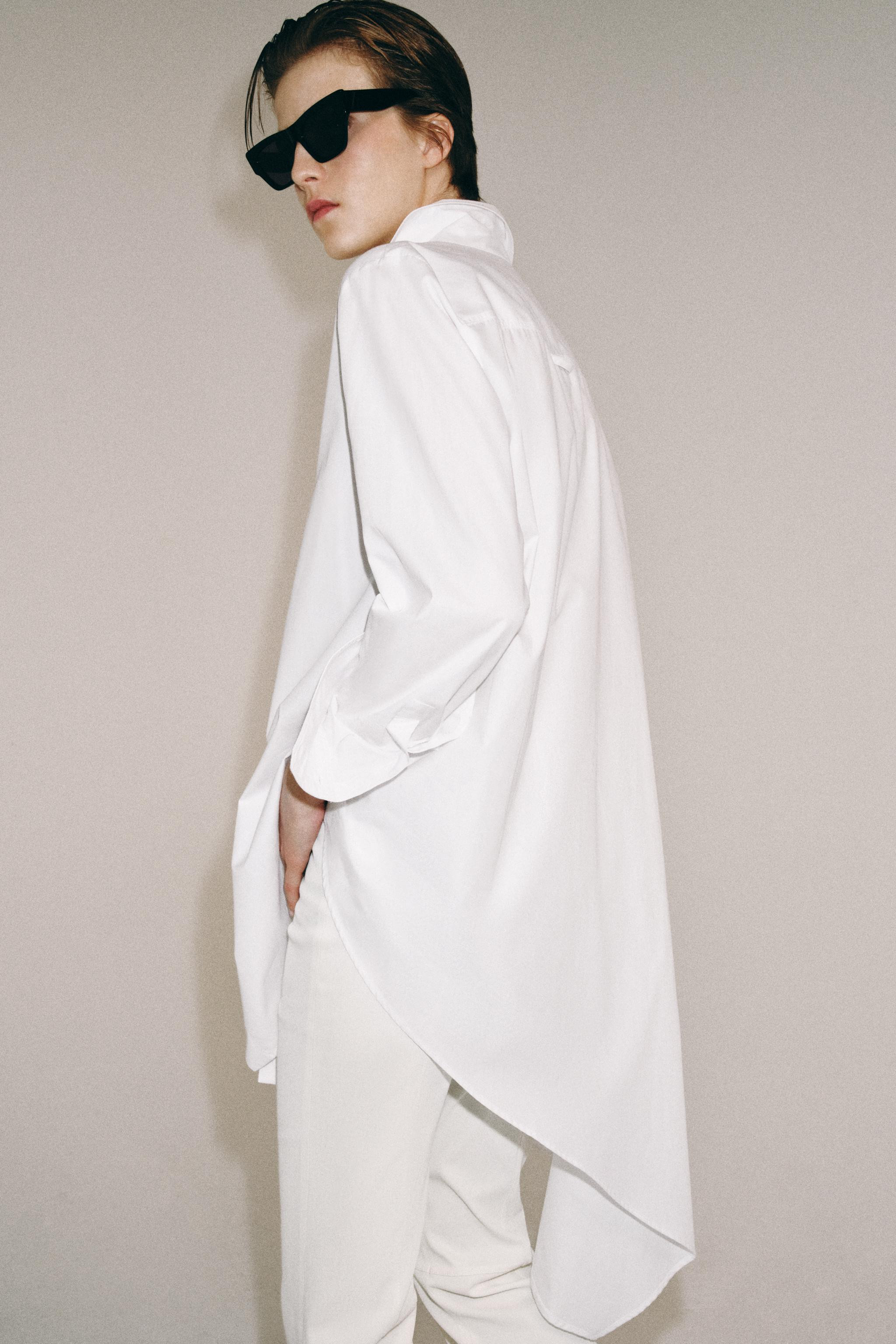 ZW COLLECTION ASYMMETRIC POPLIN SHIRT | Zara US