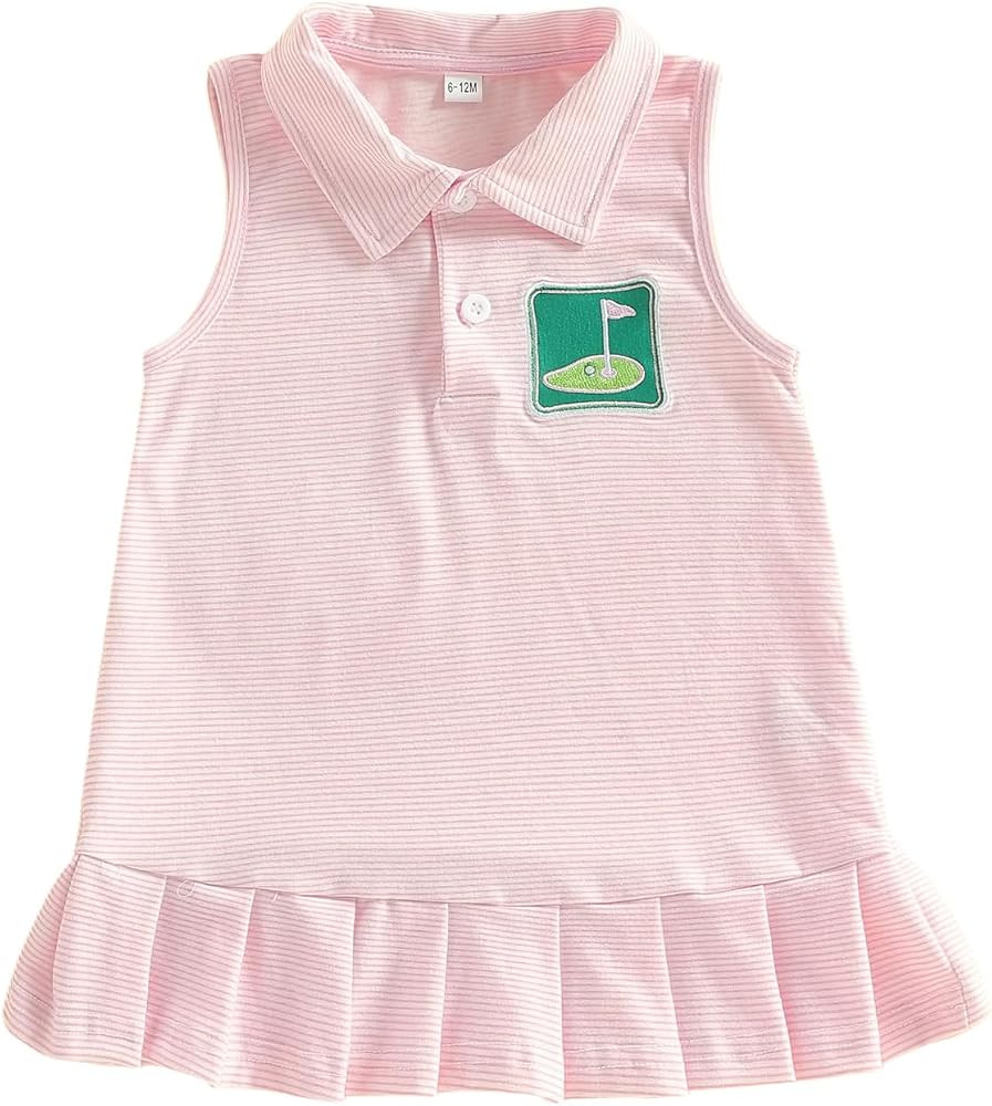 Toddler Baby Girl Baseball Outfit Sleeveless Polo Dress Spring Summer Girls Bow Casual Sport Dres... | Amazon (US)