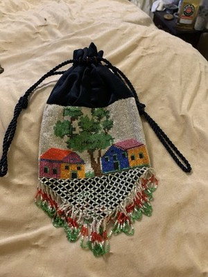Antique Glass Seed Bead Purse With Nice Scene On Both Sides  | eBay | eBay US