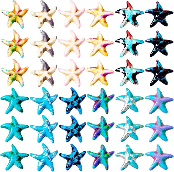60pcs Turquoise Starfish Bead Charm Colorful Small Sea Stars Colorful Aesthetic Pony Bead Charm f... | Amazon (US)
