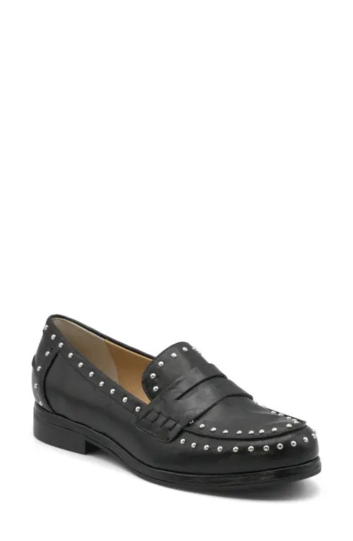 Charles by Charles David Basile Studded Penny Loafer in Black Distressed at Nordstrom, Size 9 | Nordstrom