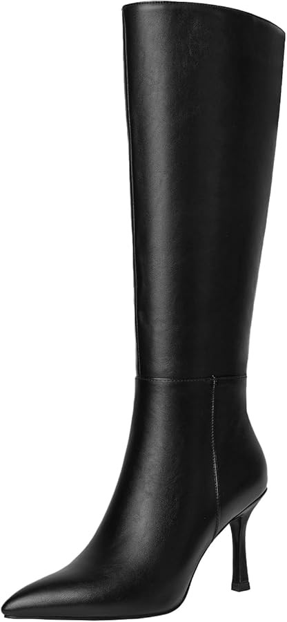 CKSNDLF Knee High Boots for Women Pointed Toe Stiletto Heel Long Boots Side Zipper Tall Boots | Amazon (US)