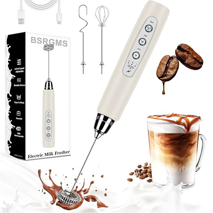 Milk Frother Handheld for Coffee, Electric Whisk 3 Speed Adjustable, Drink Mixer with Stainless 3... | Amazon (US)
