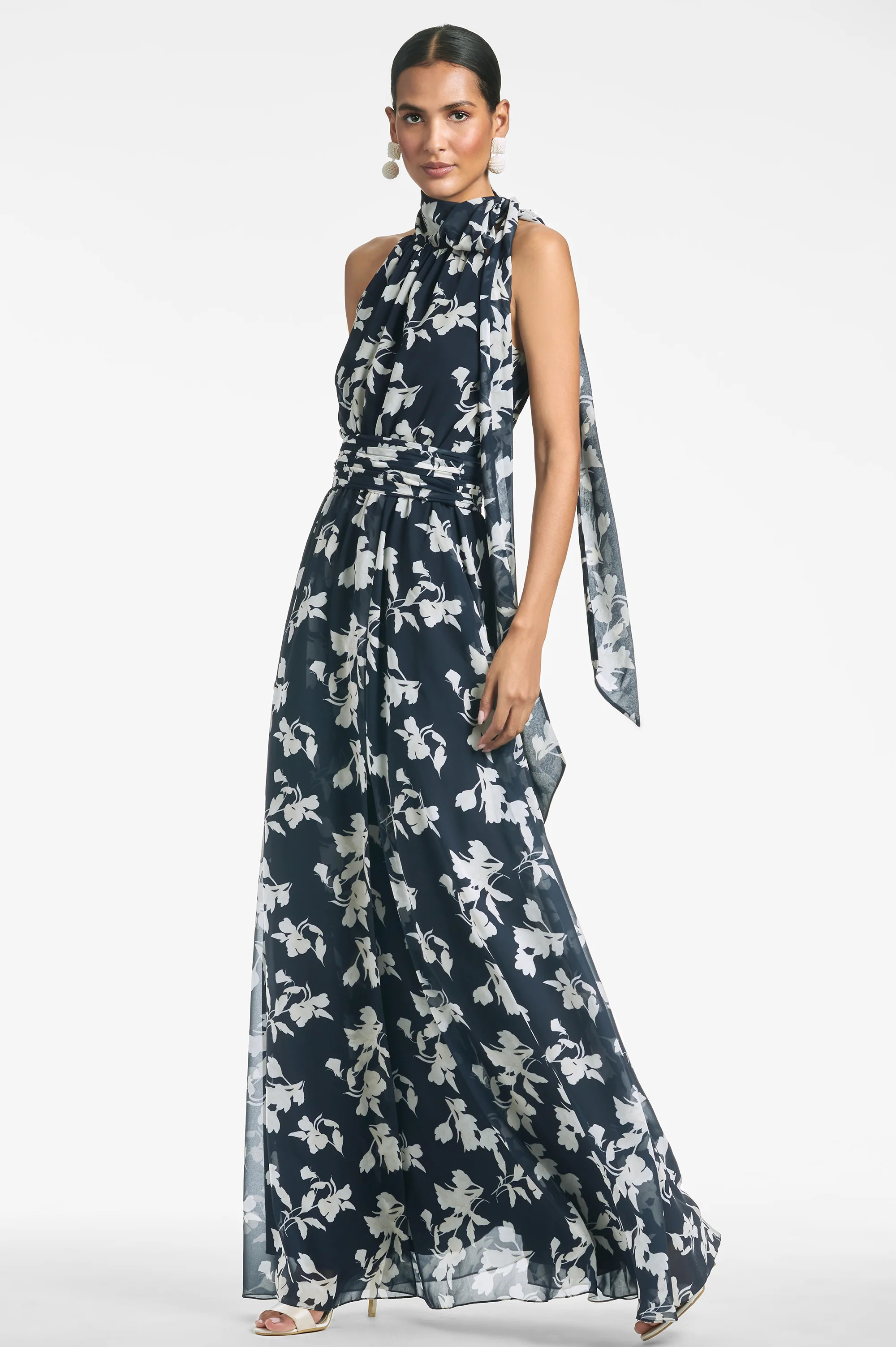 Kayla Gown - Navy Venetia Petal | Sachin and Babi