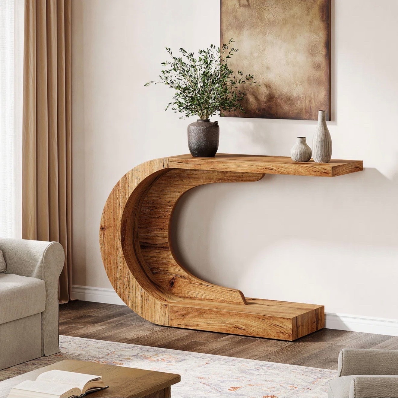Wolback  c-shaped console table,mid-century wood entryway table #ltkfurniture @Wayfair

#LTKHome #LTKSaleAlert