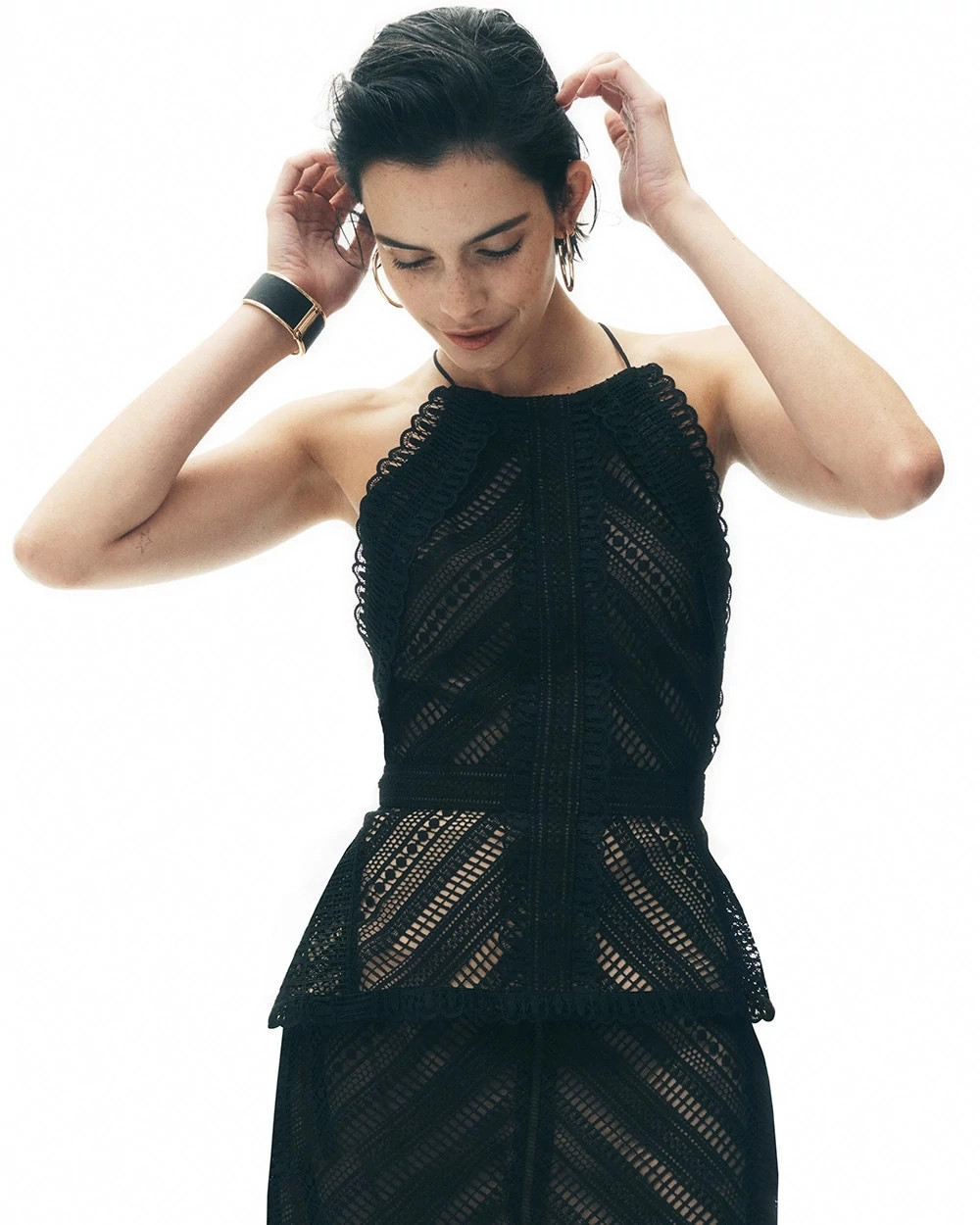 Women's Lace Peplum Bustier Top in Black size 12 | White House Black Market, Going Out Tops | White House Black Market