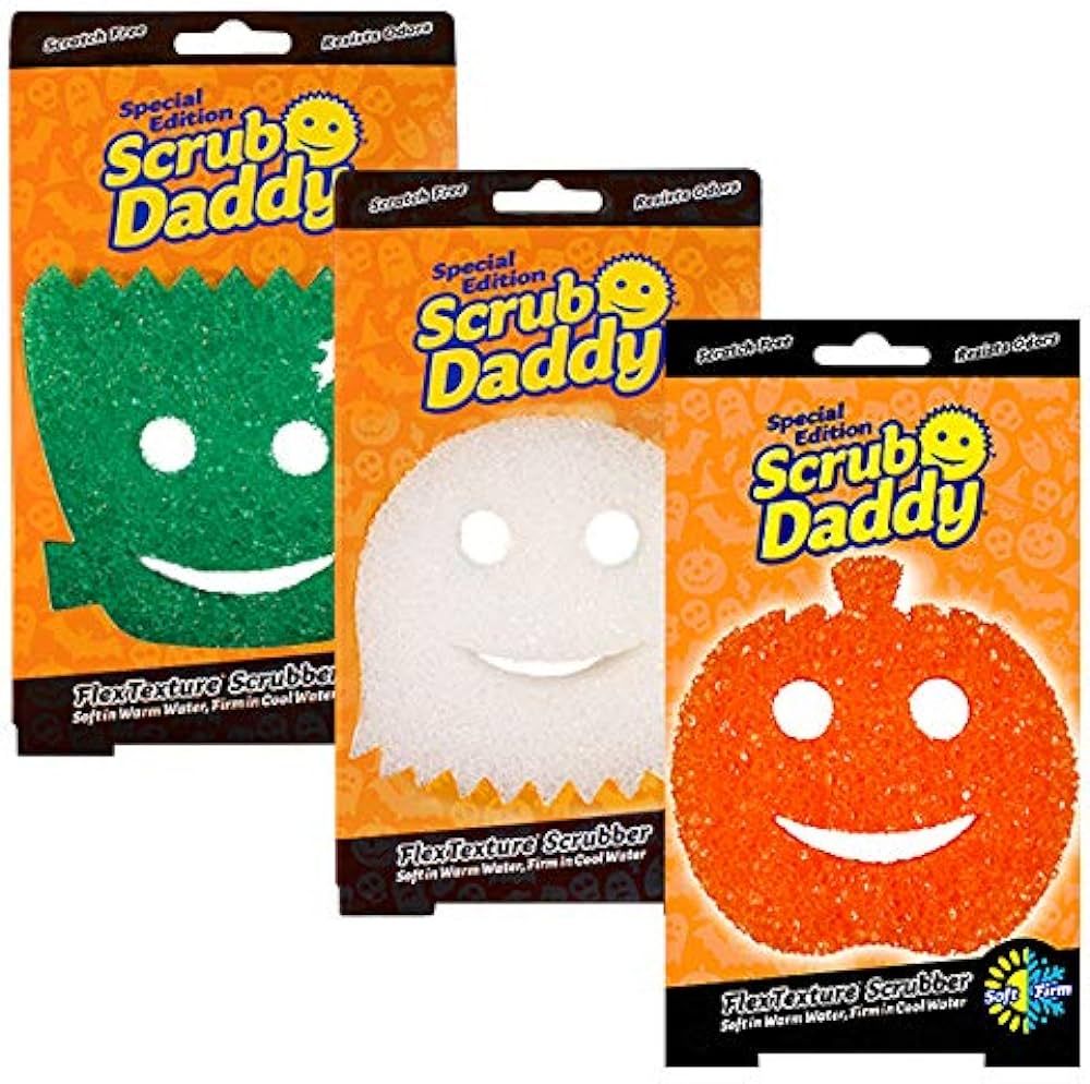 Scrub Daddy Halloween Scrubber, Cleaning Sponges for Washing Up, Dish, Kitchen Sponge, Non Scratch Multi-Use Scrubbing, FlexTexture Firm & Soft Design, Dishwashing Safe, 3-Pack | Amazon (US)