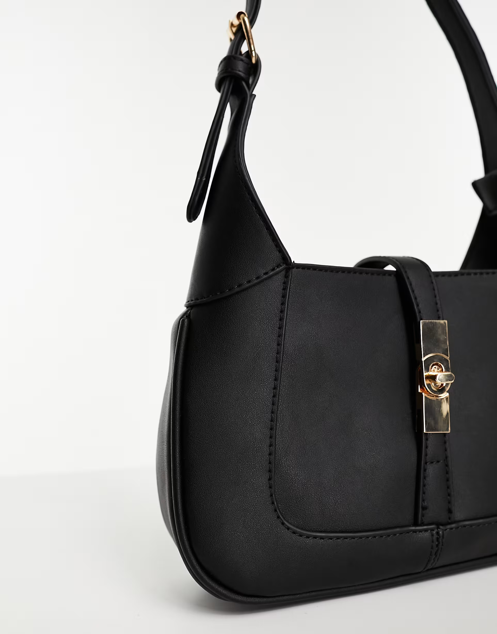 Glamorous minimal shoulder bag with gold clasp in black | ASOS (Global)