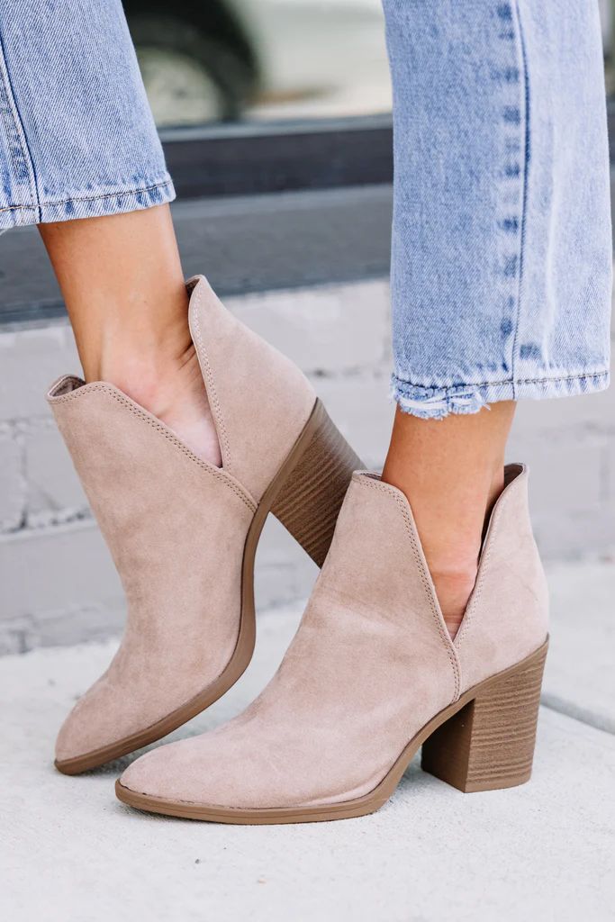 Take Your Chance Taupe Brown Heeled Booties | The Mint Julep Boutique