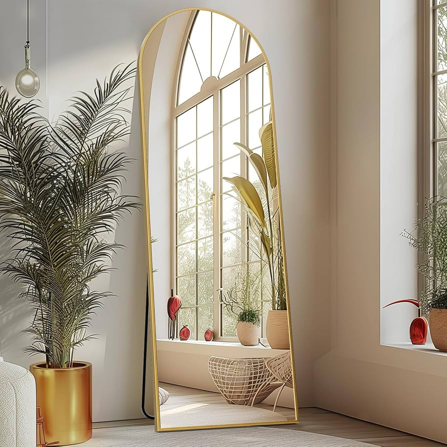 Sweetcrispy Arched Full Length Mirror 64"x21" Full Body Floor Mirror Standing Hanging or Leaning ... | Amazon (US)