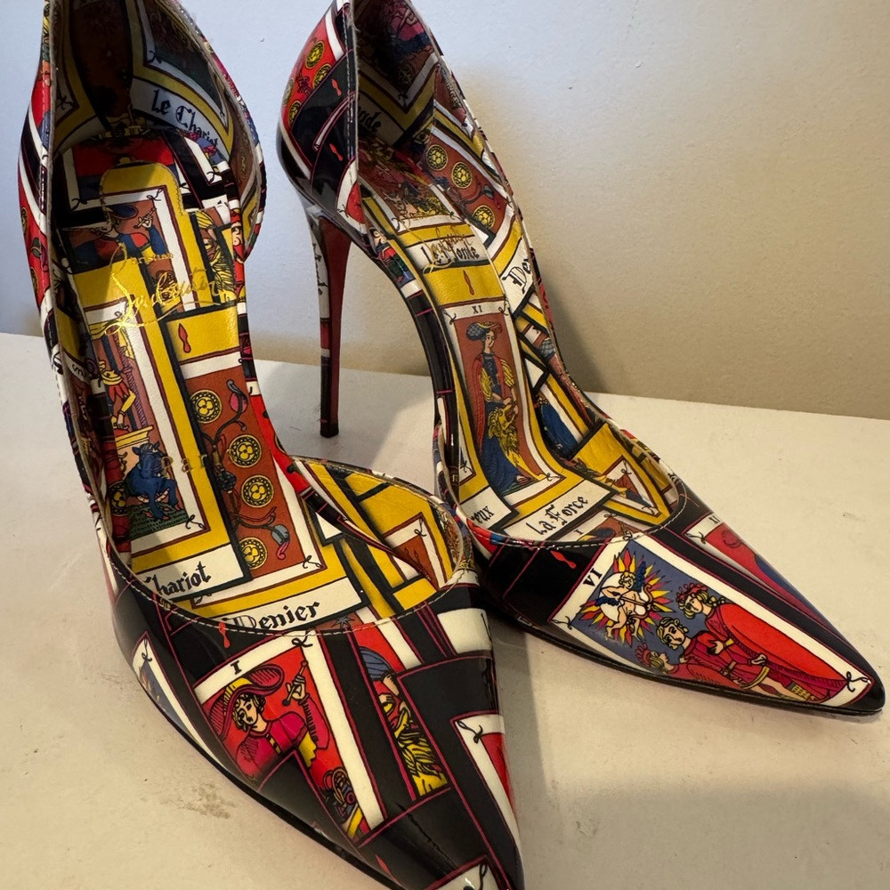 Christian Louboutin Multicolor Tarot Print Heels | Poshmark