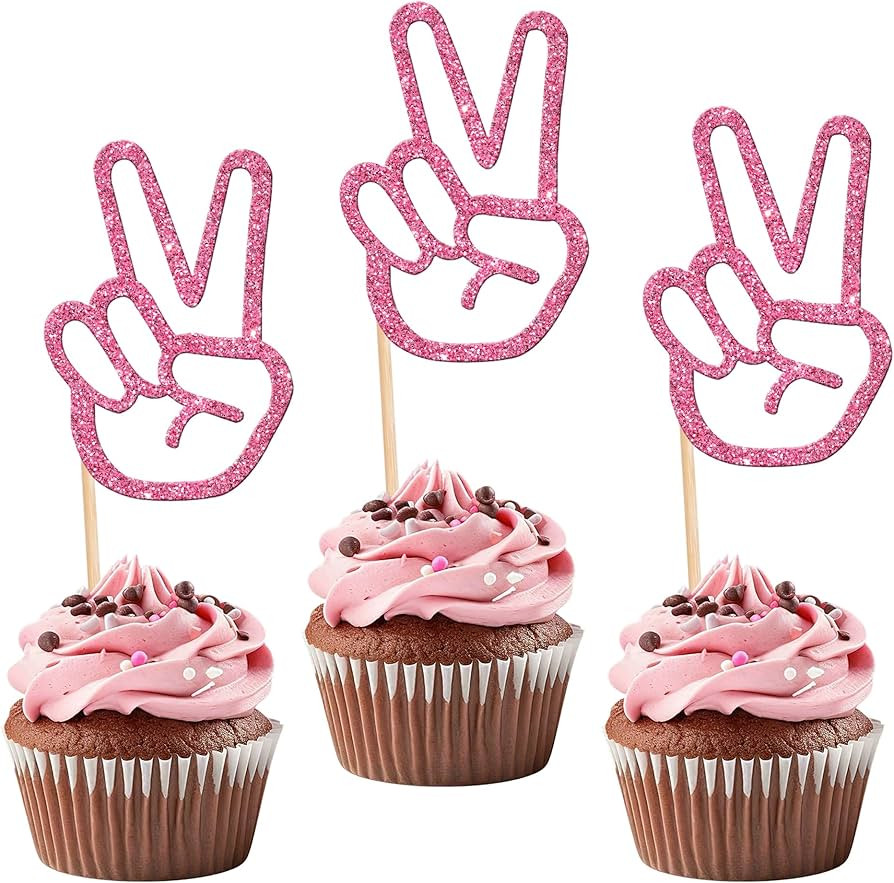 24 PCS Peace Sign Hand Cupcake Toppers Glitter Peacekeeper Cupcake Picks Peace Sign Cake Decorati... | Amazon (US)