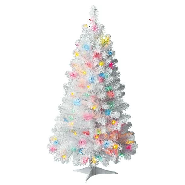 Holiday Time Pre-Lit Indiana Spruce Artificial White Christmas Tree, Multicolor Incandescent Ligh... | Walmart (US)