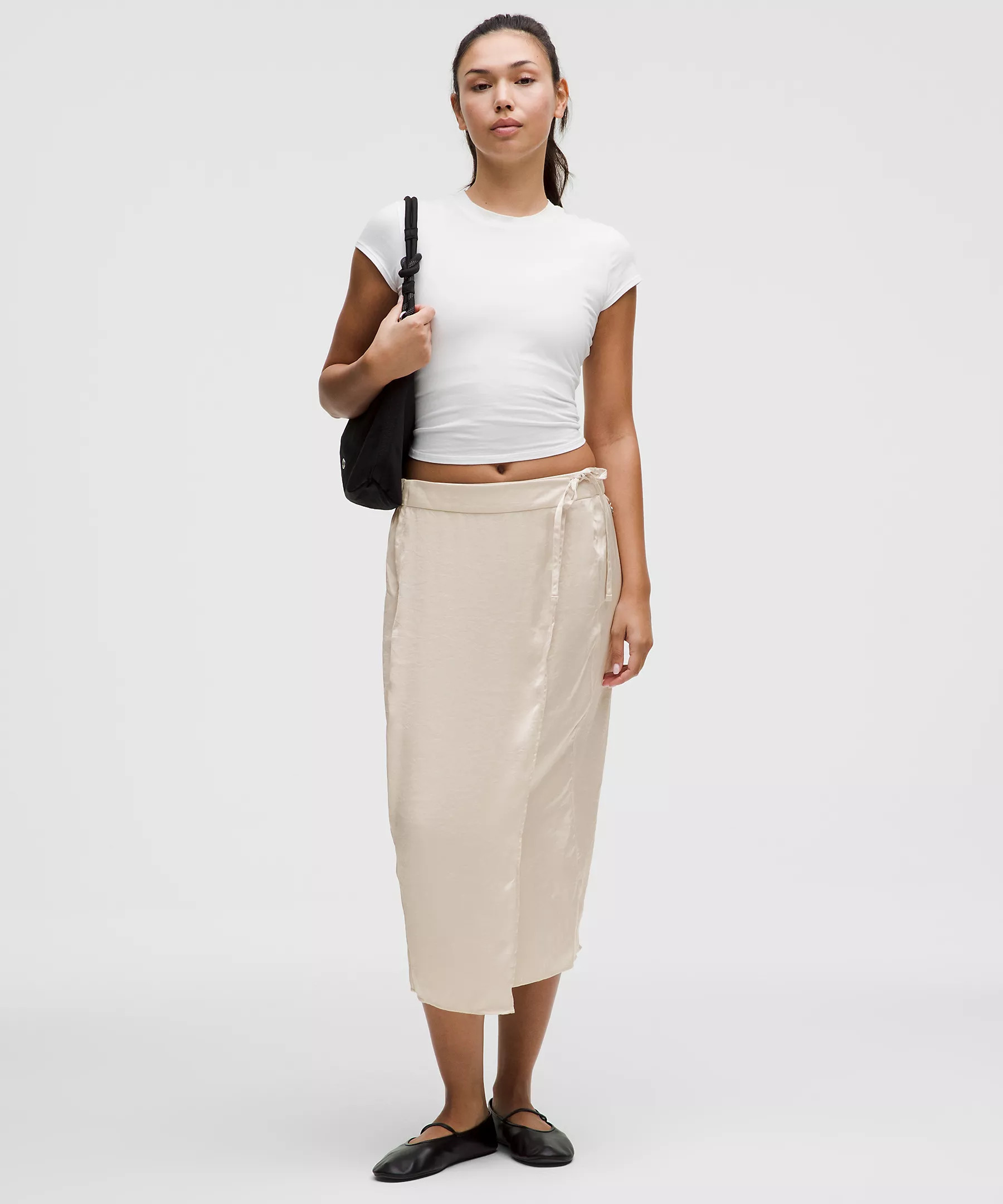 Logo Charm Satin Waist-Tie Midi Skirt | Lululemon (US)