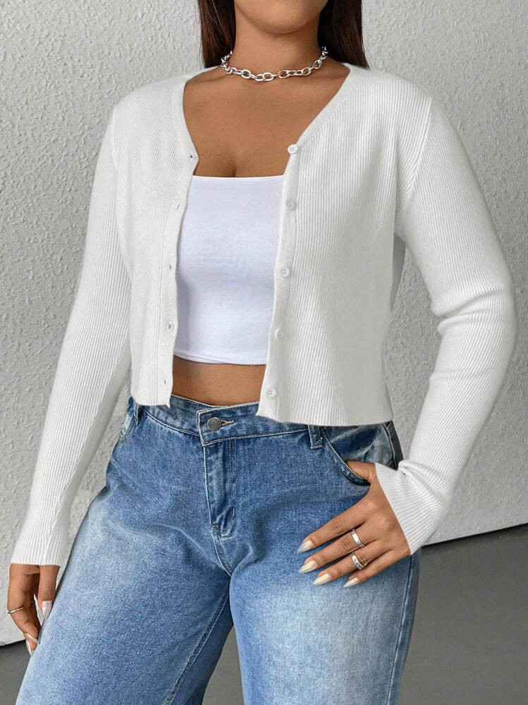 Plus croppd cardigan | SHEIN