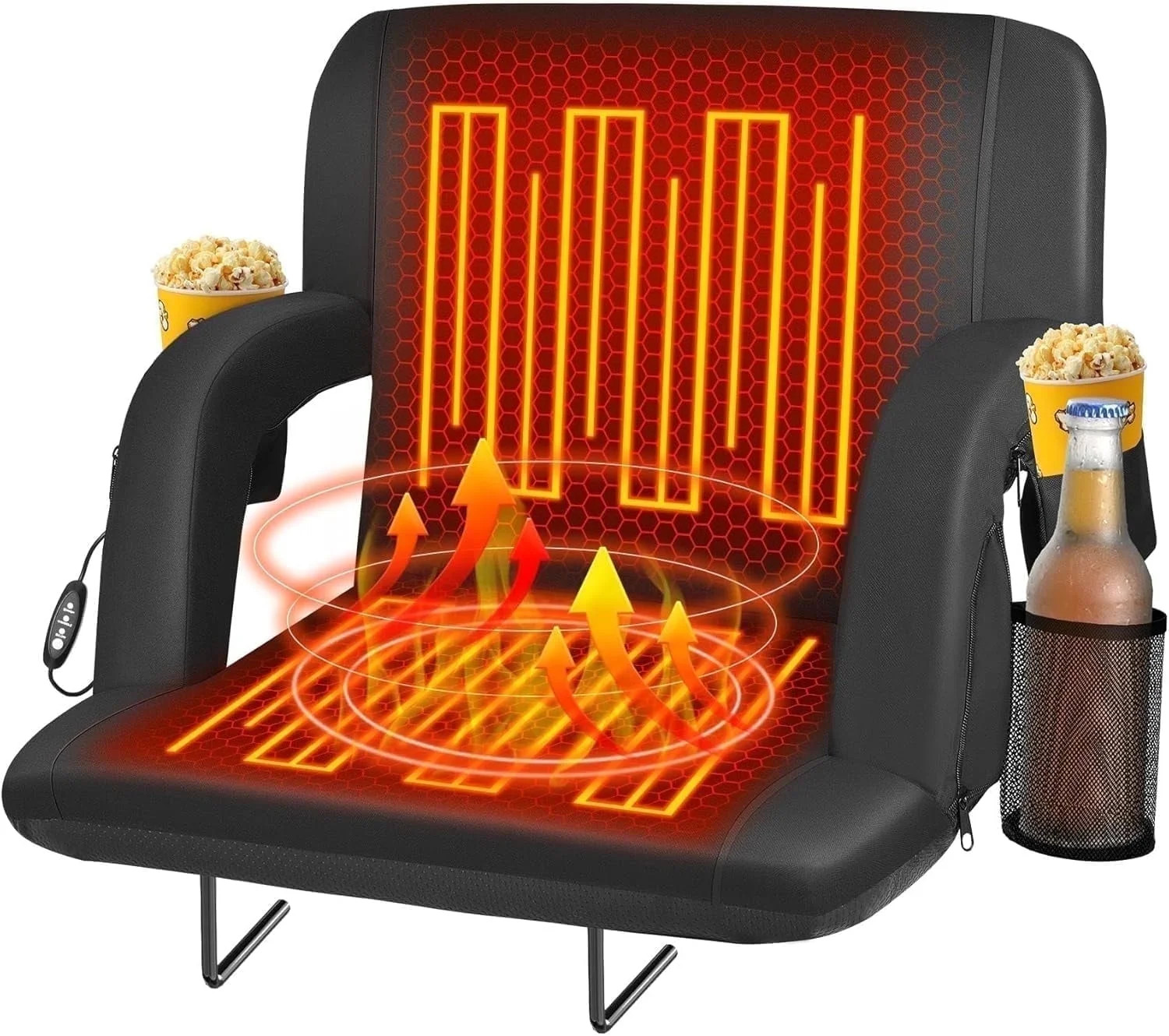 PNKKODW 23" Heated Stadium Seats, Portable Bleacher Chairs, 3 Heat Levels, 5 Pockets for Outdoor ... | Walmart (US)