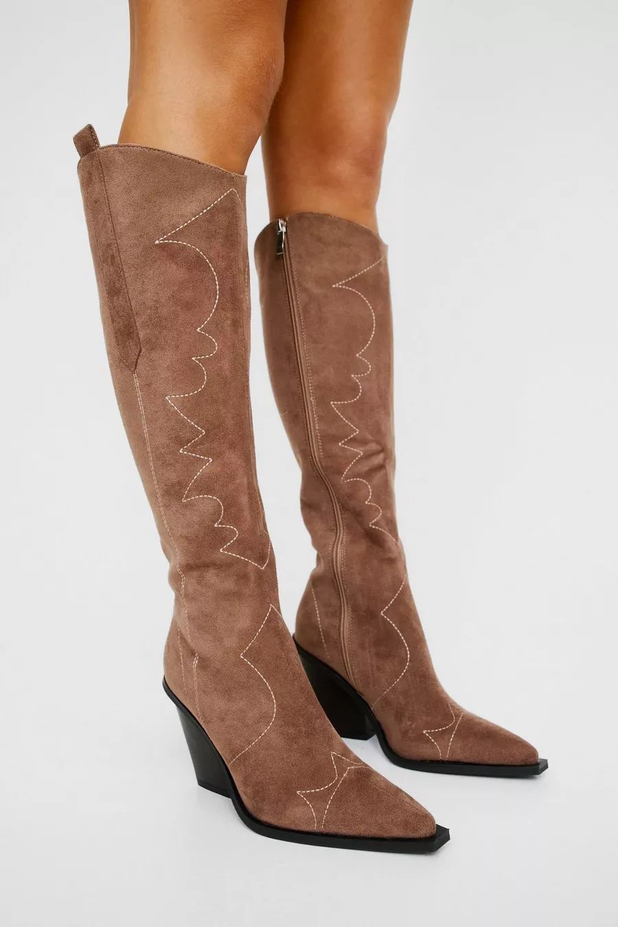 Faux Suede Knee High Western | Nasty Gal US