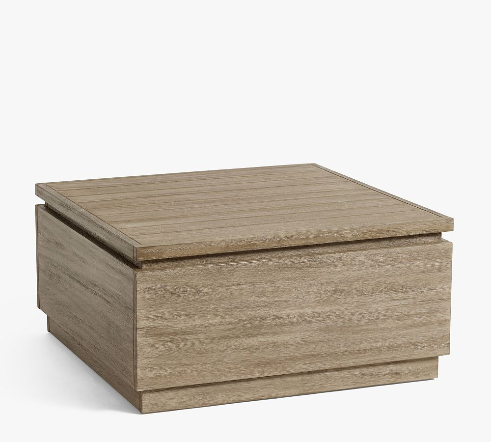 Indio FSC® Eucalyptus Modern Platform Outdoor Coffee Table with Storage | Pottery Barn (US)