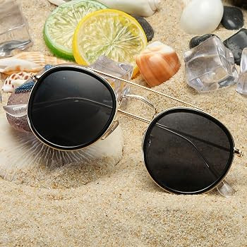 DUSHINE Small Round Double Bridge Sunglasses For Women Men Polarized 100% UV Protection | Amazon (US)