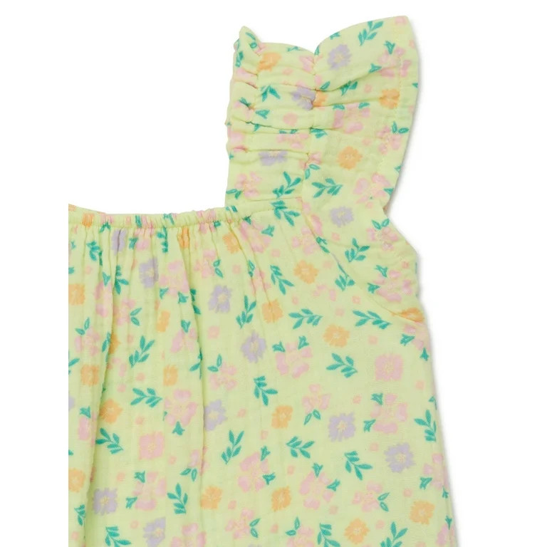 Wonder NationToddler Girl Flutter Sleeve Dress, Sizes 12M-5T | Walmart (US)