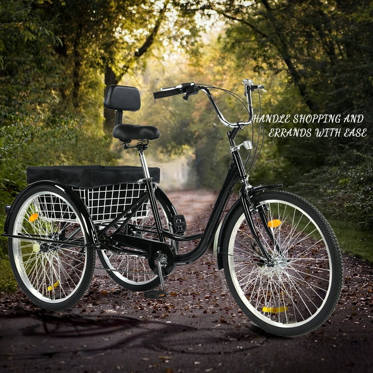 Jacgood Portable Unisex Adults Tricycle, Black, 26" | Walmart (US)