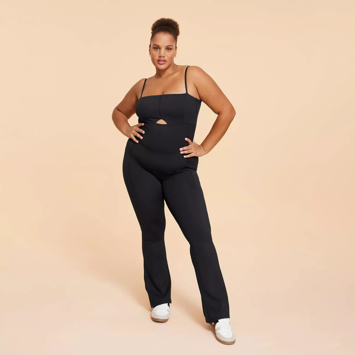 Blogilates Women's Peekaboo Flare Active Jumpsuit - Steel Blue 1X | Target