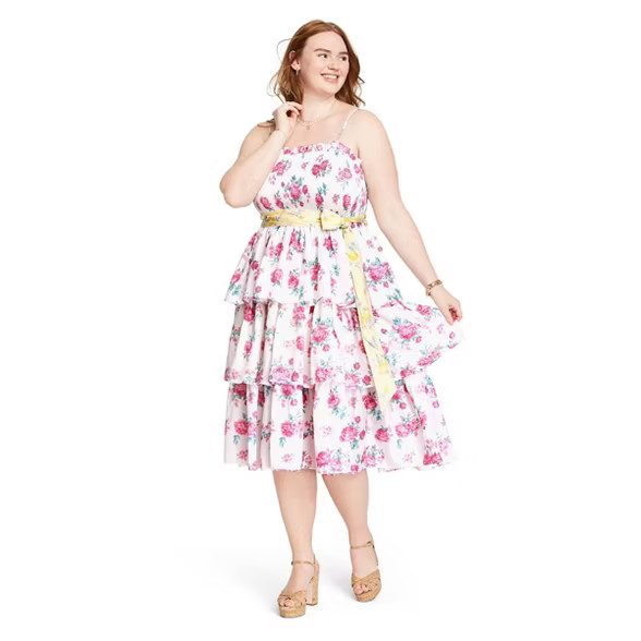 Women's Elise Smocked Tiered Dress - LoveShackFancy for Target (Regular & Plus) Ivory/Pink | Target