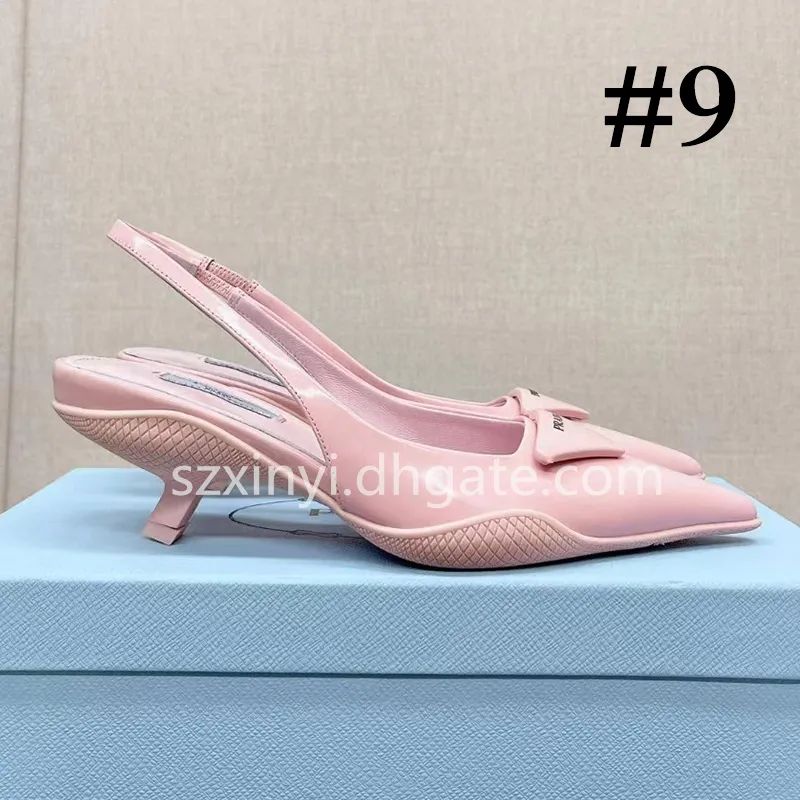 1:1 DUPE Pra-da Slippers Fashion Women's Leather Pointed High Heels with Slim Heels Dress Shoes E... | DHGate