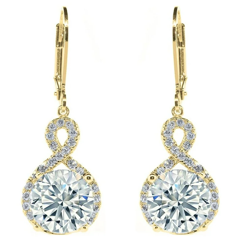 Cate & Chloe Alessandra 18k Yellow Gold Plated Infinity Drop Earrings | Women's Round Cut Crystal... | Walmart (US)