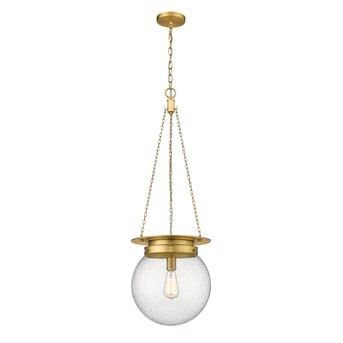 Z-Lite Calhoun Heritage Brass Transitional Seeded Glass Lantern Hanging Pendant Light | Lowe's