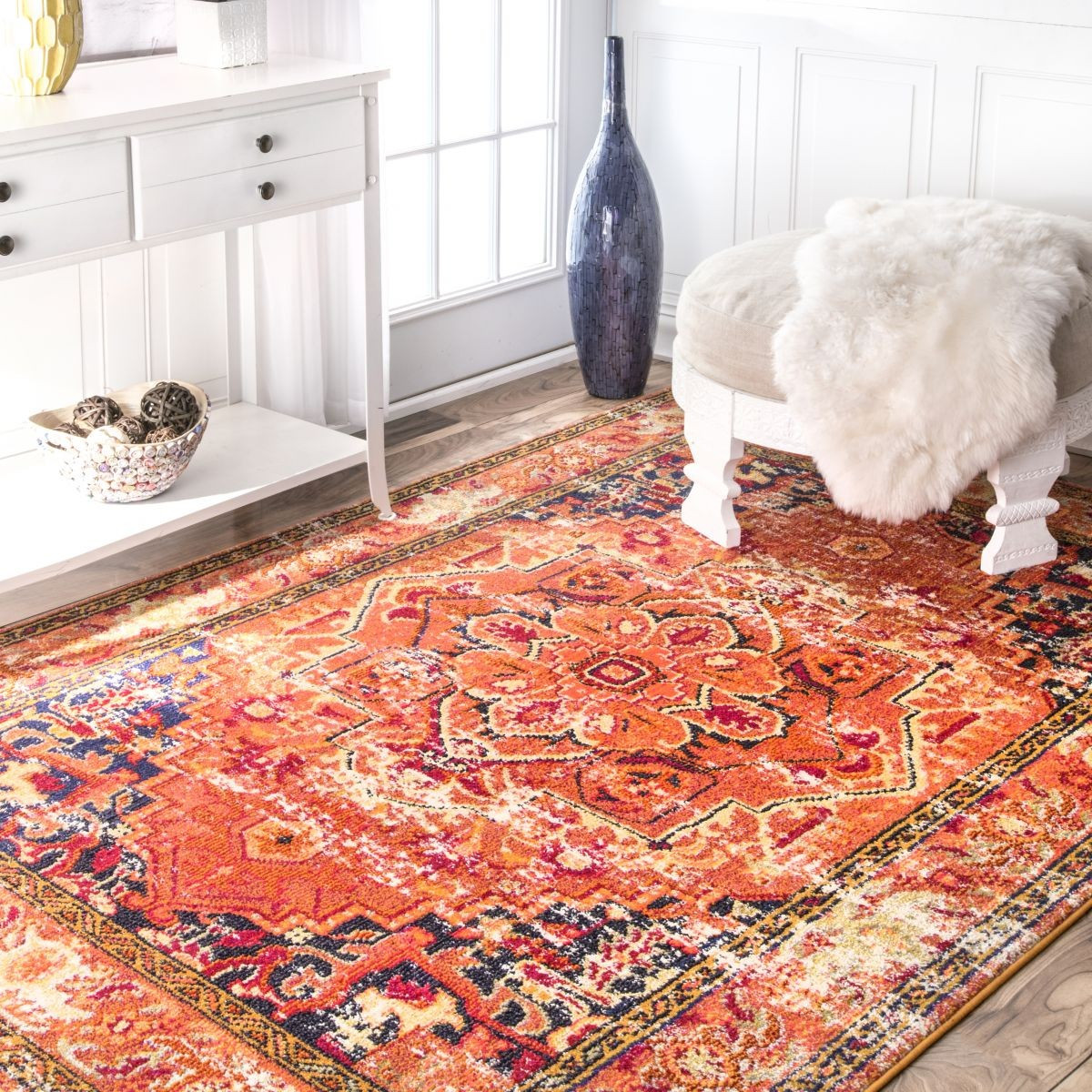 Orange Center Medallion Area Rug | Rugs USA