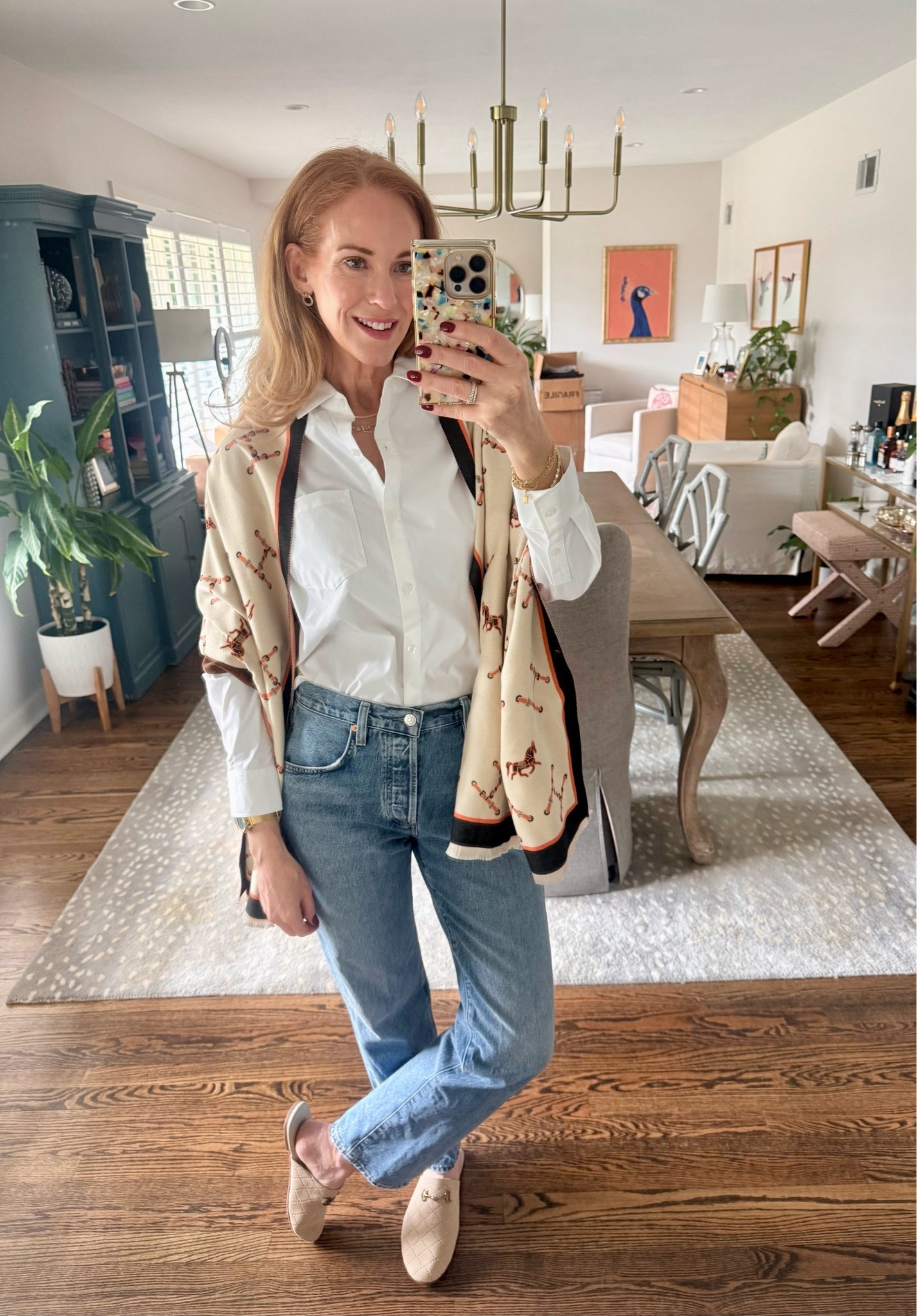Classic chic! Crisp white non-wrinkle button down, straight jeans, suede mules, and look for less wrap ♥️

#LTKootd #LTKTravel #LTKWorkwear