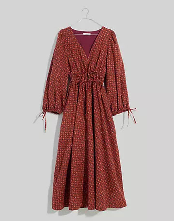 Sophia Tie-Front Midi Dress in Teaberry Floral | Madewell
