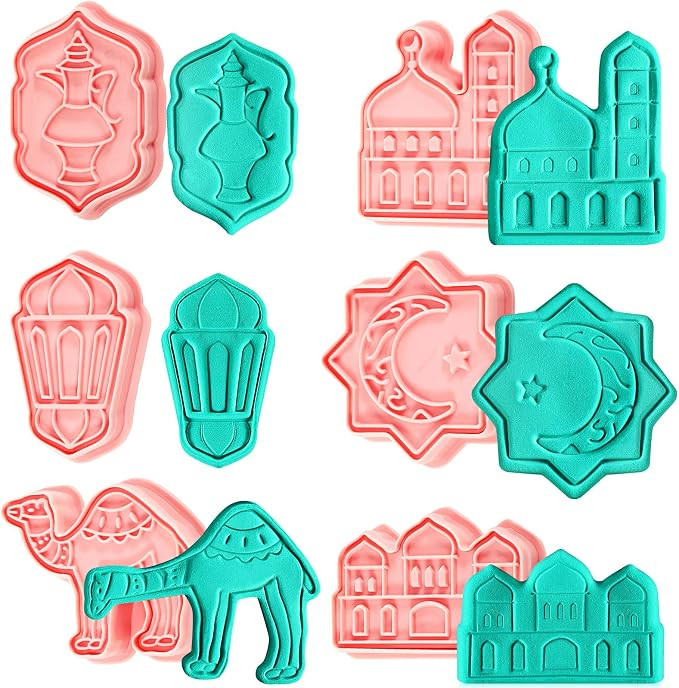 6 Pieces Eid Mubarak Cookie Cutters Set, Islamic Muslim Ramadan 3D Sugar Cookie Pie Crust Cutter ... | Amazon (US)