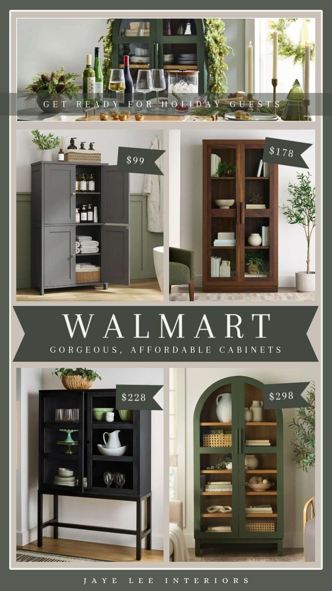 STORAGE ON SALE AT WALMART! If you're sprucing up your home for the holidays, don't miss discounts on these gorgeous, affordable cabinets from Walmart!
#storageandorganization #extrastorage #bookcase #storagecabinet #bathroomcabinet #apothecarycabinet #displaycabinet #livingroomcabinet #archedcabinet #jleeinteriors 

 #LTKHome #LTKSaleAlert #LTKFamily