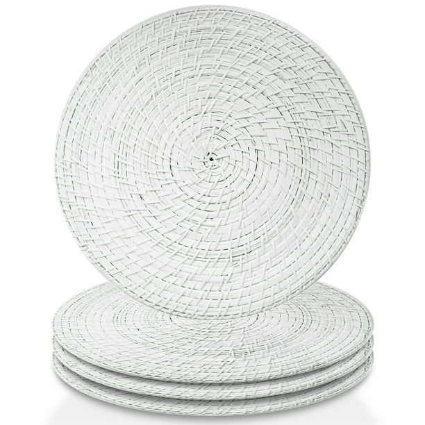 Better Homes & Gardens White Round Rattan Chargers Set of 4 | Walmart (US)