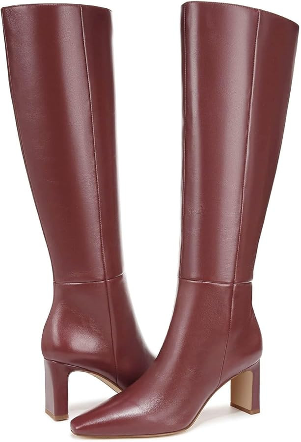 Coutgo Womens Knee High Boots Closed Pointed Toe Chunky Heel Tall Boots Side Zipper Fall Dress Bo... | Amazon (US)