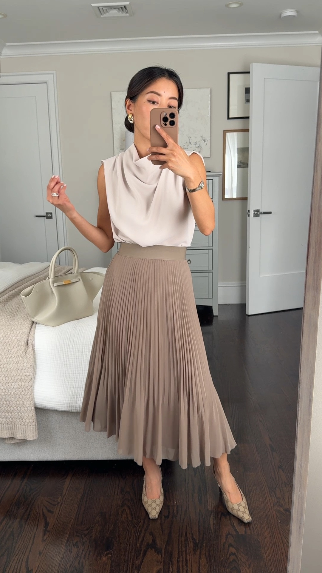 Easy yet elevated spring outfit that can go from office meetings to brunch 

• Aritzia Carter Satin Blouse in matte pearl xxs - runs big, but drapes nicely so tucks in easily. Elevated feel, gorgeous color and machine washable. 

• Aritzia Twirl pleated skirt xxs- such an ethereal piece! the chiffon material is lightweight and floaty, and the wide elastic waist. XXS skirt measures 12” across the elastic waistband, Xs measures 12.5” across

@aritzia #aritziapartner 

Petite friendly, spring outfits, workwear and what to wear for networking. dinner outfits #LTKWatchNow

#LTKPetite #LTKFindsUnder100 #LTKWorkwear