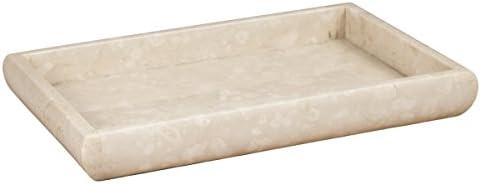 Creative Home Deluxe Genuine Marble Stone 12" L x 8" W Vanity Tray, Guest Towel Tray | Amazon (US)