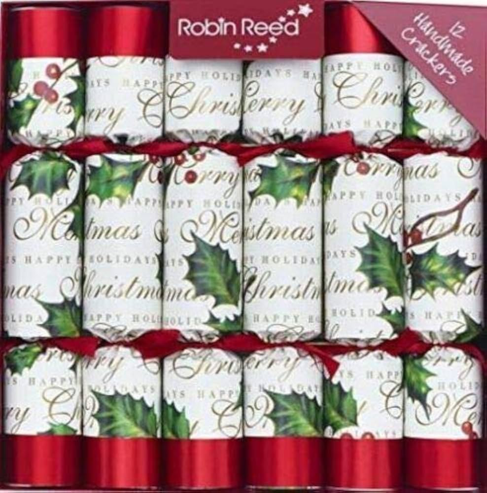 English Holiday Christmas Crackers, Pack of 6 - Bows and Berries, 10" Traditional w/Gift Box | Amazon (US)