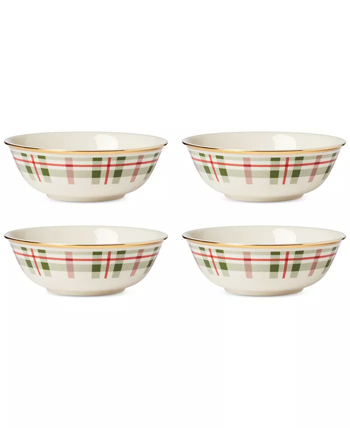 Lenox Holiday Plaid Porcelain All-Purpose Bowls, Set Of 4 - Macy's | Macy's