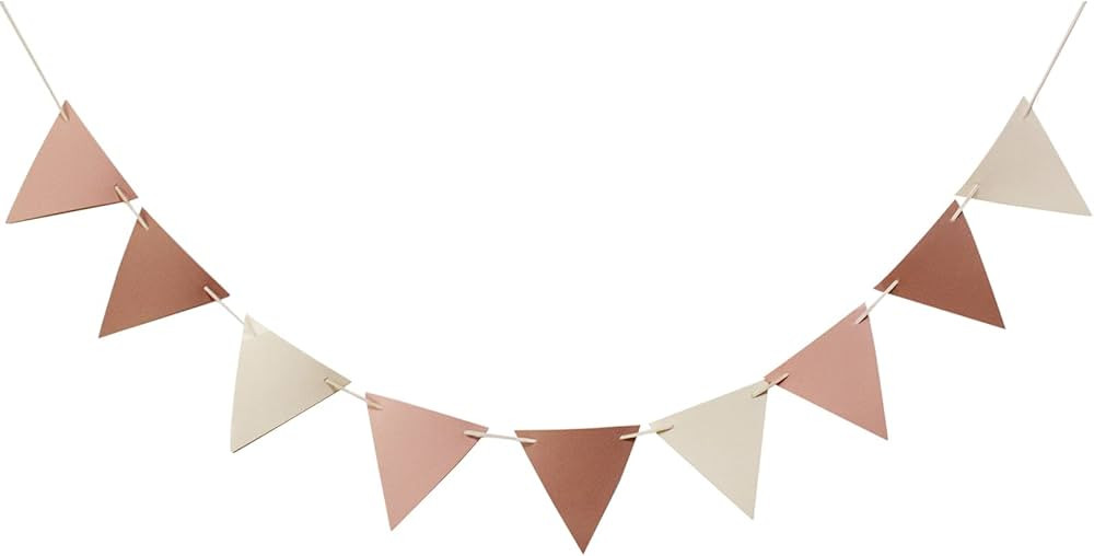 6 Feet Boho Pennant Banner Triangle Flag PU Bunting Dusty Pink Nursery Decor Boho Baby Shower Dec... | Amazon (US)