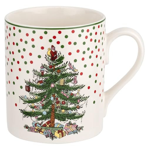 Spode Christmas Tree Polka Dot Mug, 16-Ounce Ceramic Cup with Handle - Festive Holiday Design for Hot Coffee, Tea, or Cocoa - Microwave, Dishwasher, Freezer Safe - Christmas Collection Mug | Amazon (US)