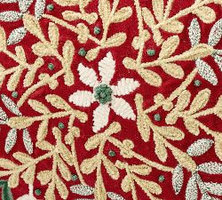 Winter Wreath Embroidered Lumbar Pillow Cover, 16" x 26" | Pottery Barn (US)